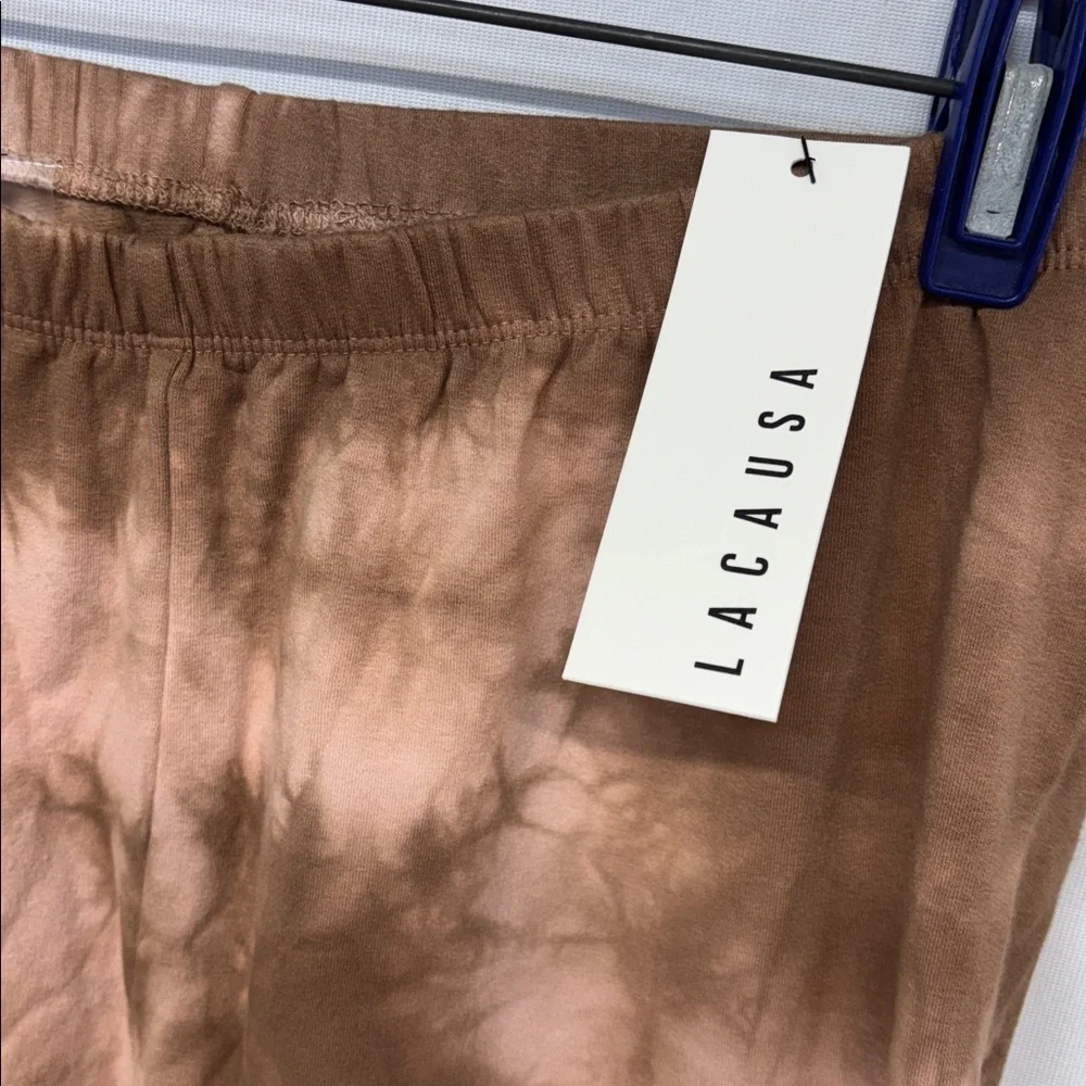 LACAUSA Earthy brown stretchy jogger cotton spandex  Tie-Dye Pants - Picture 2 of 9